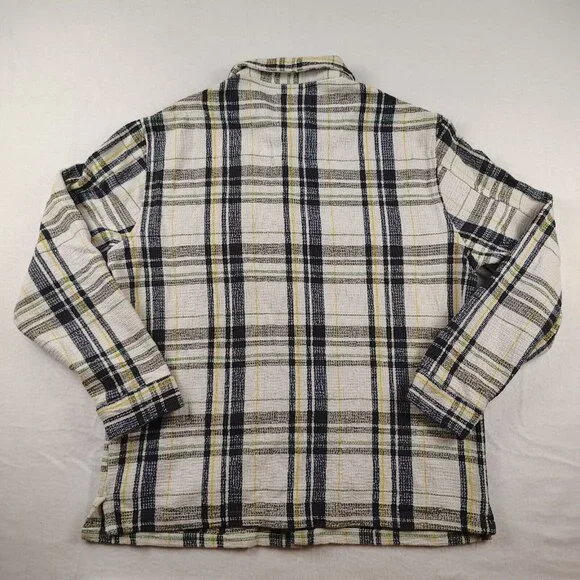 Zara Mens White Plaid Button Up Long Sleeve Woven Relaxed Fit Sz XL - Picture 2 of 9